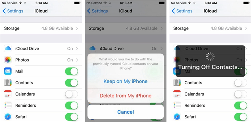 iCloud Contact Sync Turn Off