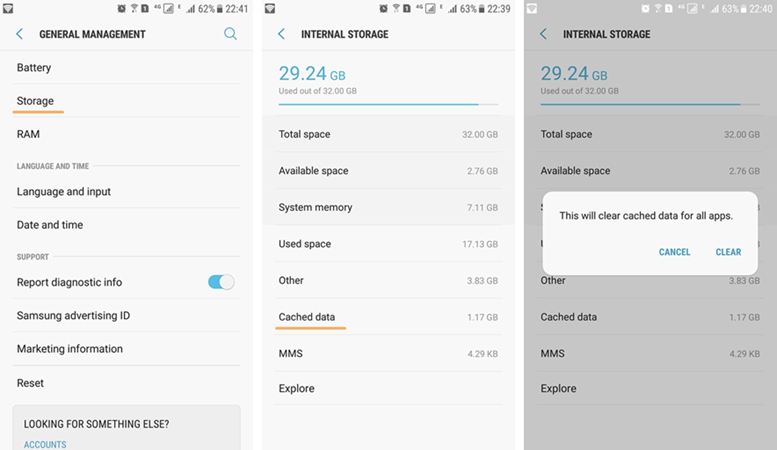 Clear Cache Data