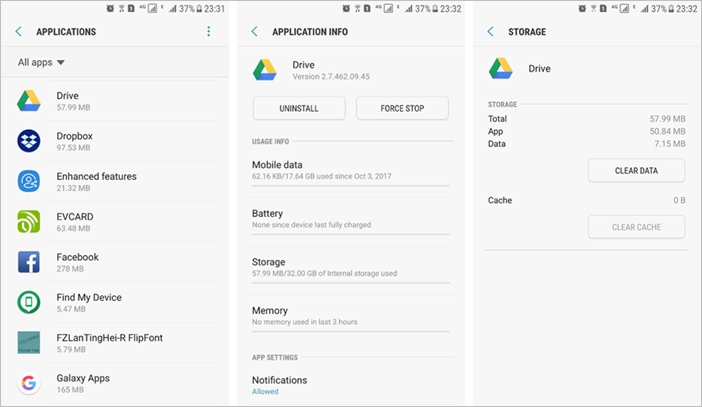 Image result for Delete cache and data of individual apps