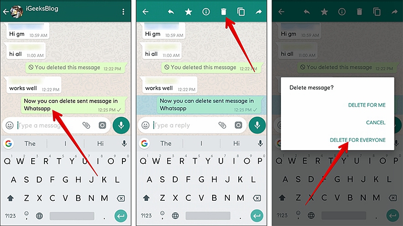 Android Delete Sent WhatsApp Message