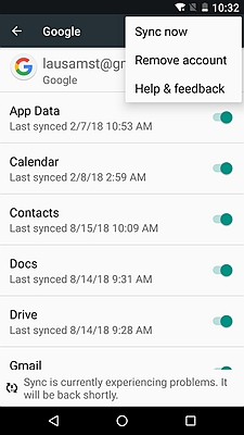 samsung my files google drive not syncing