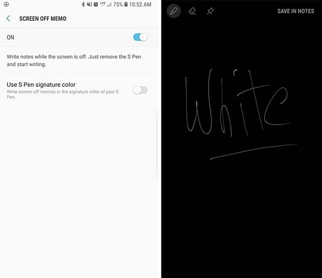 How to write on sale note 5 with screen off